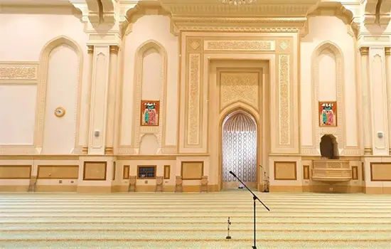 Sultan Qaboos mosque prayer hall in Oman