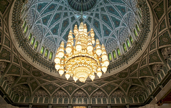 Sultan Qaboos Grand Mosque a masterpiece of Iranian architecture | The big and famous chandelier of Sultan Qaboos Mosque | Persian carpet in Sultan Qaboos Mosque, Oman | Sultan Qaboos mosque prayer hall in Oman | 